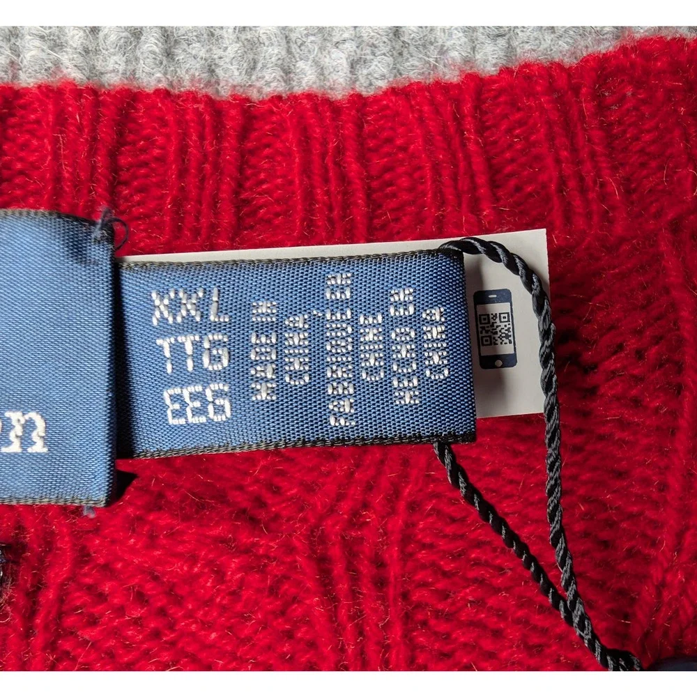 Polo Ralph Lauren Iconic Cable Knit Cashmere Sweater Men XXL Red Timeless Staple